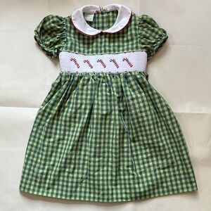 Petite Palace Gingham Plaid Smocked Candy Cane Christmas Dress 2